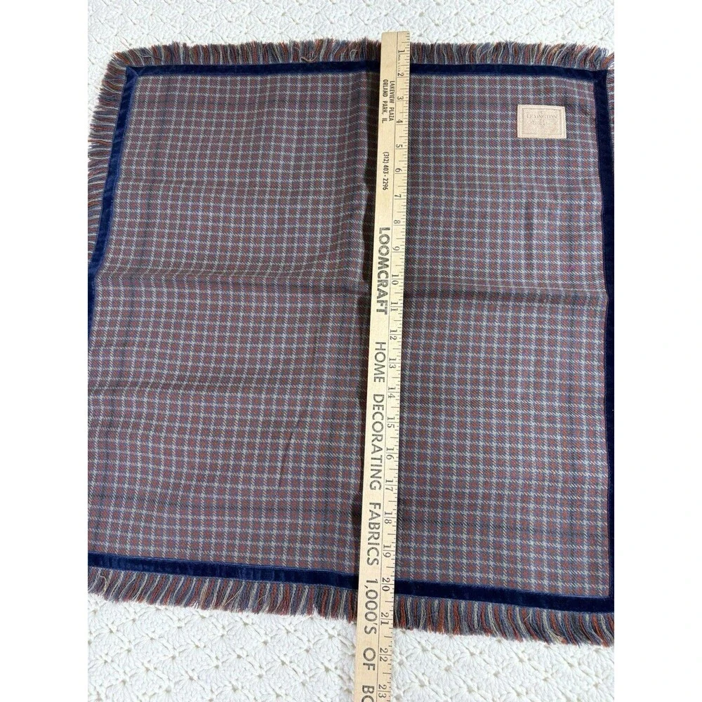 Wool Pillow Sham Checked Lexington Beacon Hill 21” Square Blue Red Tan NEW